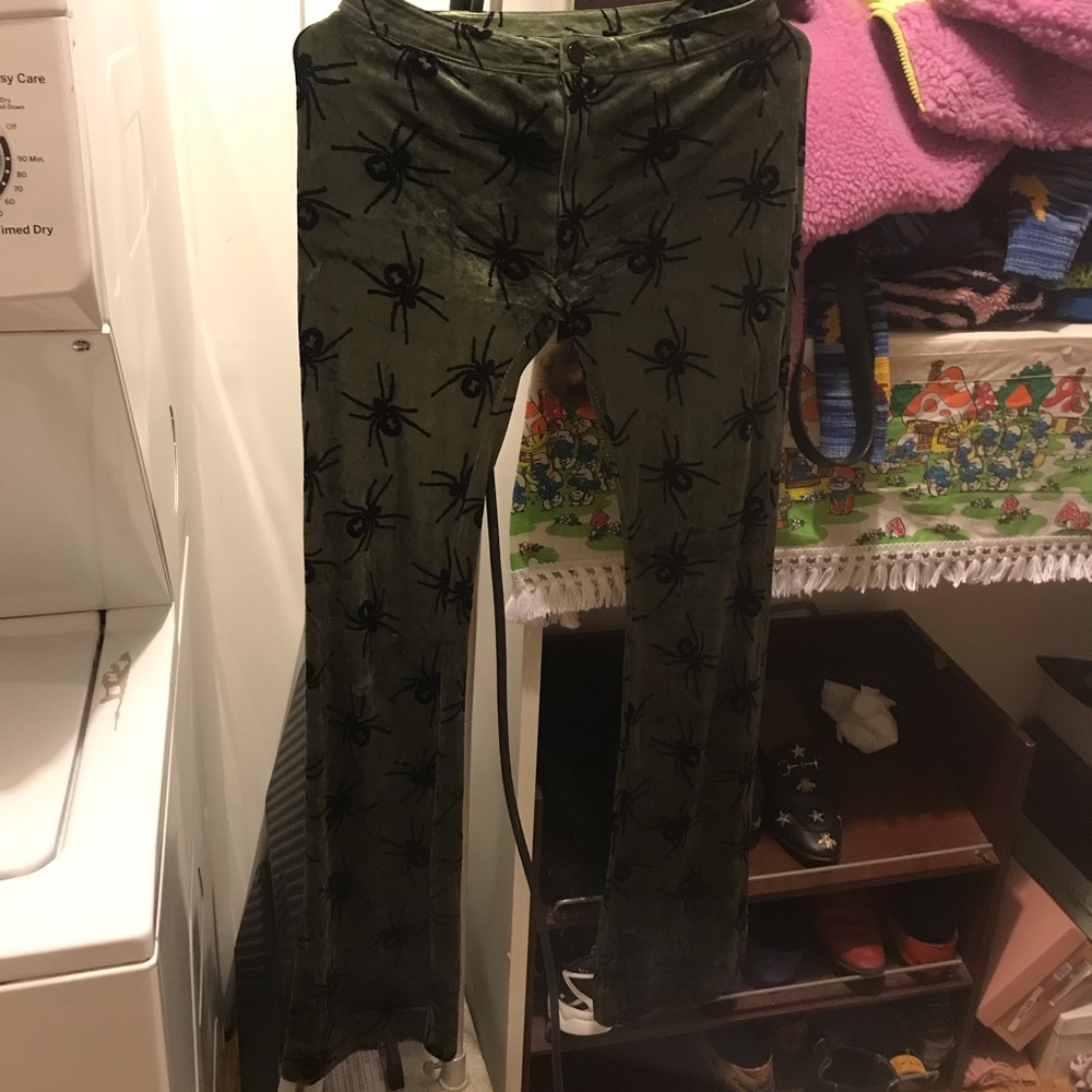 Betsey johnson vintage 90s velour spider pants